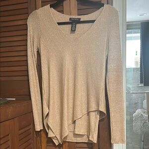 White House Black Market Cream Asymmetrical Blouse